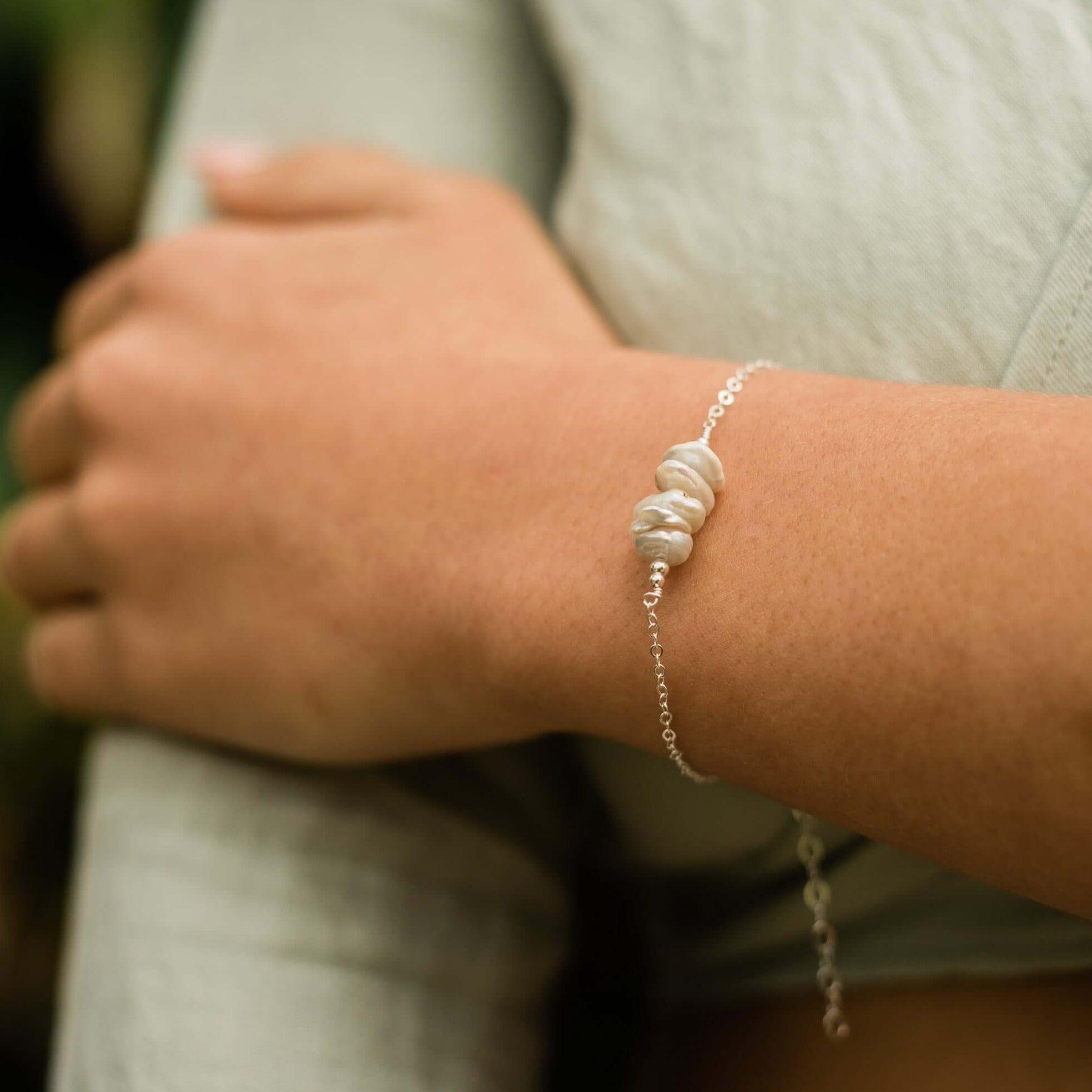 Elegant White Freshwater Pearl Chip Bead Bar Bracelet for Women - Perfect for Weddings, Parties & Everyday Wear