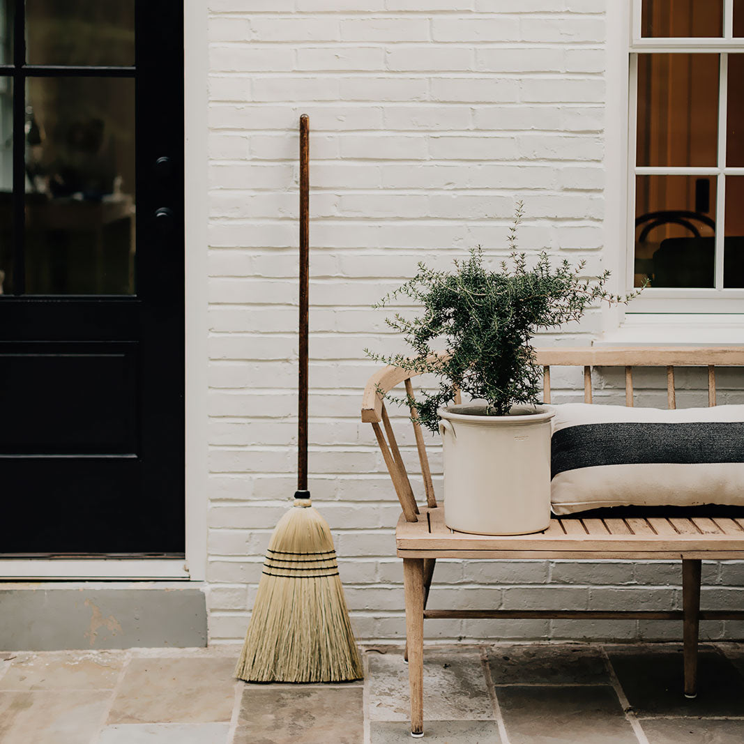 Premium Poplar & Corn Broom - Natural Fiber Bristles for Indoor & Outdoor Cleaning - Perfect for Homes, Garages, and Patios