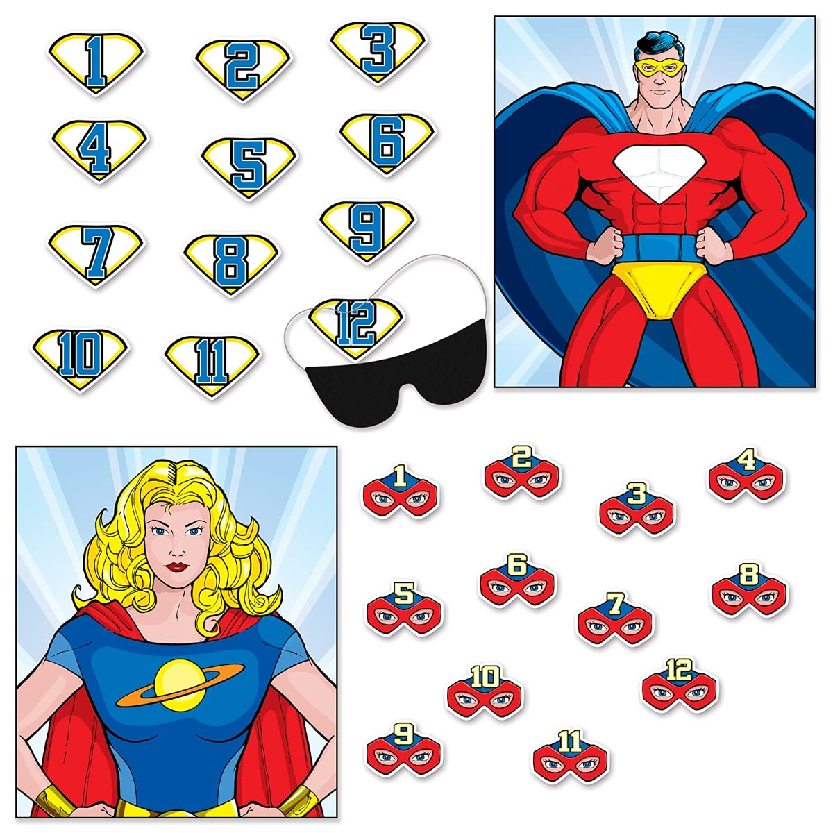 Beistle 60671 Hero Party Games - 19.25 x 16.75 Inch Pack of 24 | Fun Carnival & Birthday Party Activities for Kids & Adults