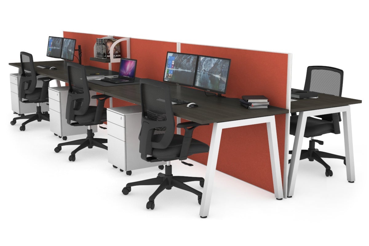 Horizon Quadro 6-Person Office Bench Workstation with Cable Management - 1600mm x 800mm (63