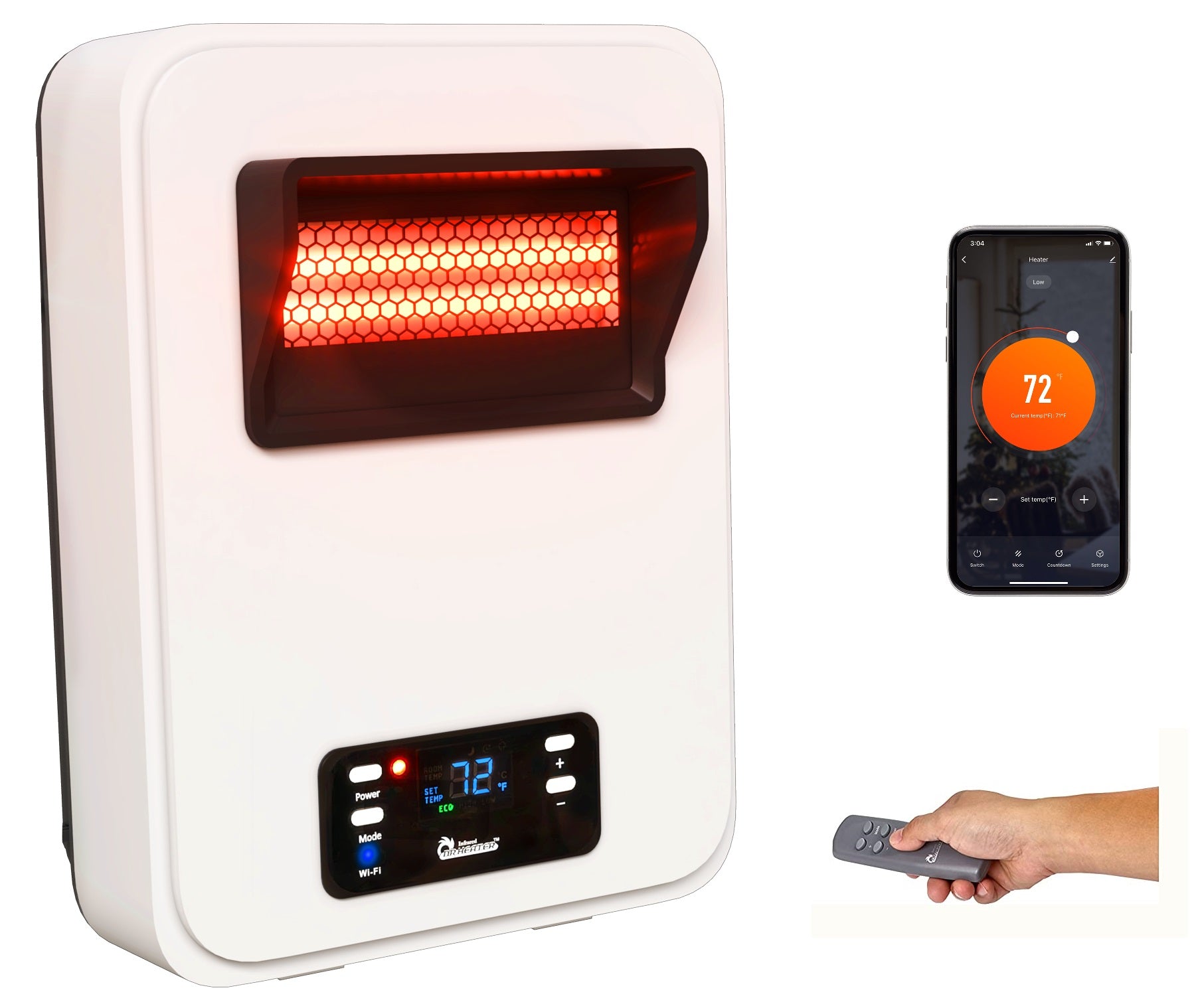 DR 908W WiFi Infrared Wall Heater - 1500W PTC Quartz Energy Saving Electric Heater for Indoor Use, Bedroom, Small Room | Perfect for Home, Office & Winter Heating