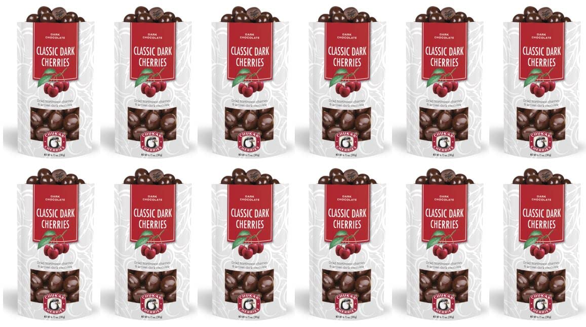 Premium Dark Chocolate Covered Cherries - Gourmet Sweet Treat (12 Bags) | Valentine's Gift, Christmas Snack, Party Dessert, Office Treats & Holiday Indulgence