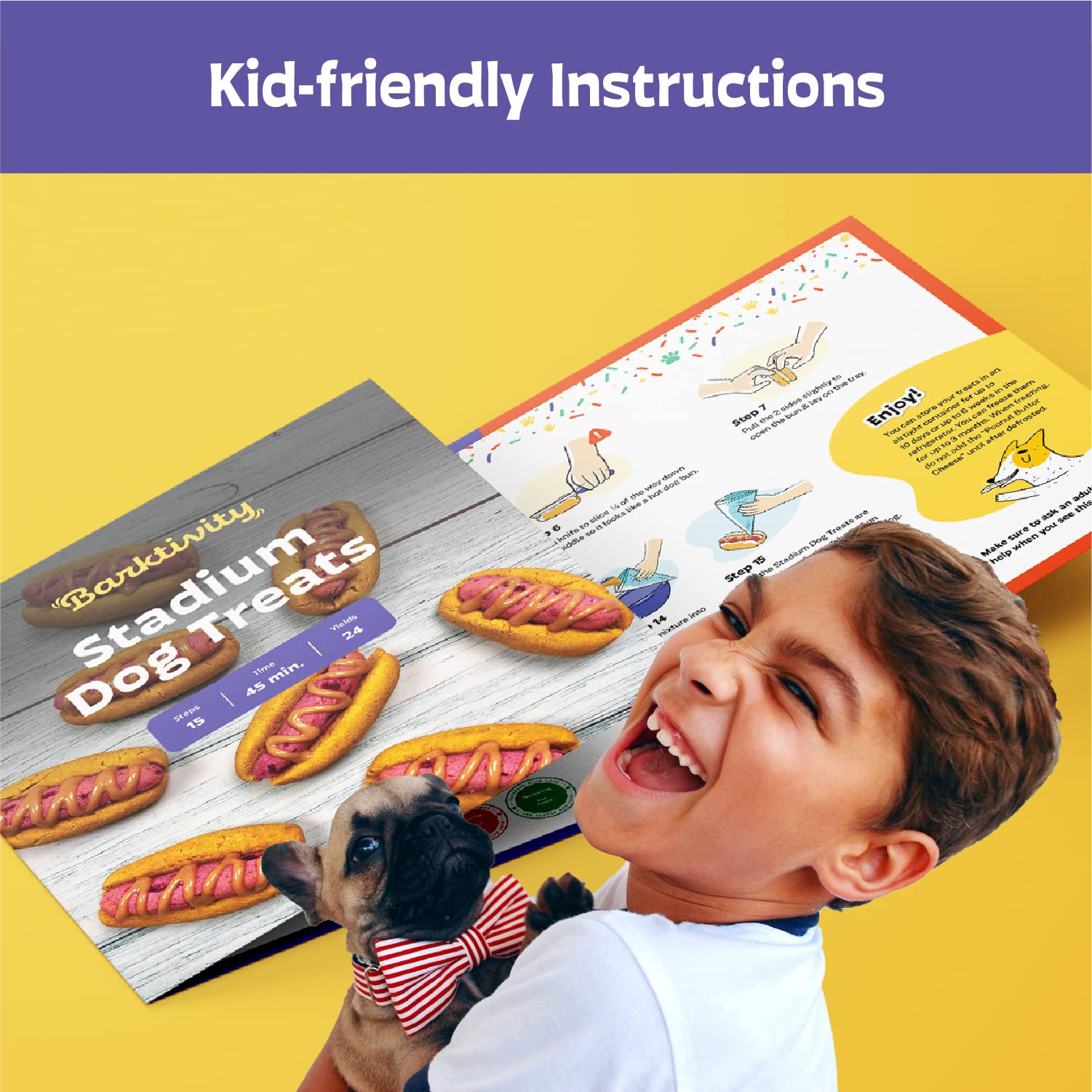 DIY Dog Treats Baking Kit - Homemade Hot Dog Cake Mix for Puppy Birthday Party & Gift Basket - Make 24 Healthy Dog Snacks - Perfect for Training Rewards, Crate Treats & Special Occasions