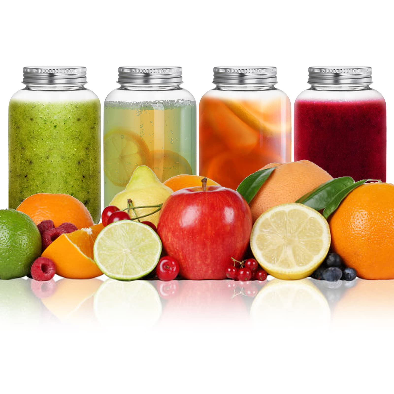 Okllen 20-Pack 17oz Plastic Juice Bottles with Caps - for Smoothies, Salad Dressing & Drinks