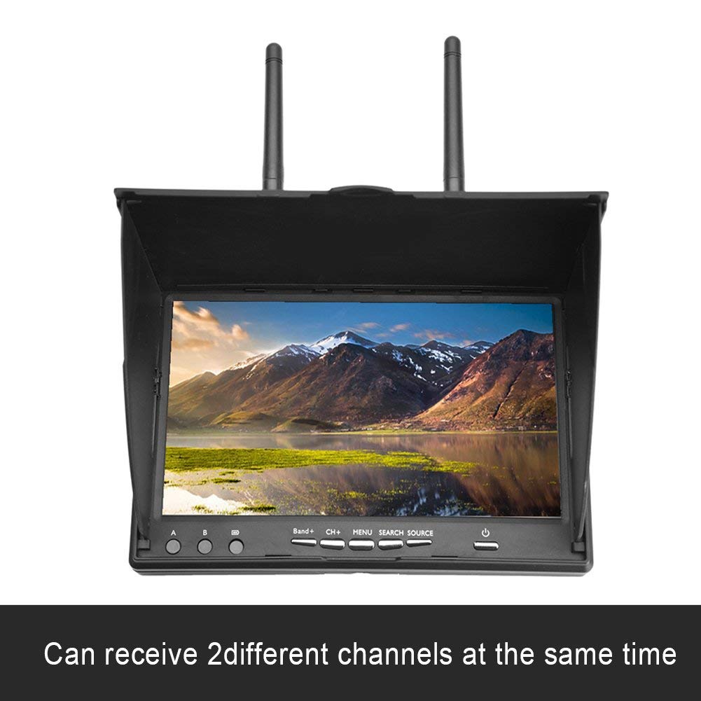 5.8GHz 40CH FPV Receiver Monitor with 7 Inch LCD Screen for Drone Quadcopter - Perfect for FPV Racing, Aerial Photography and Outdoor Flying
