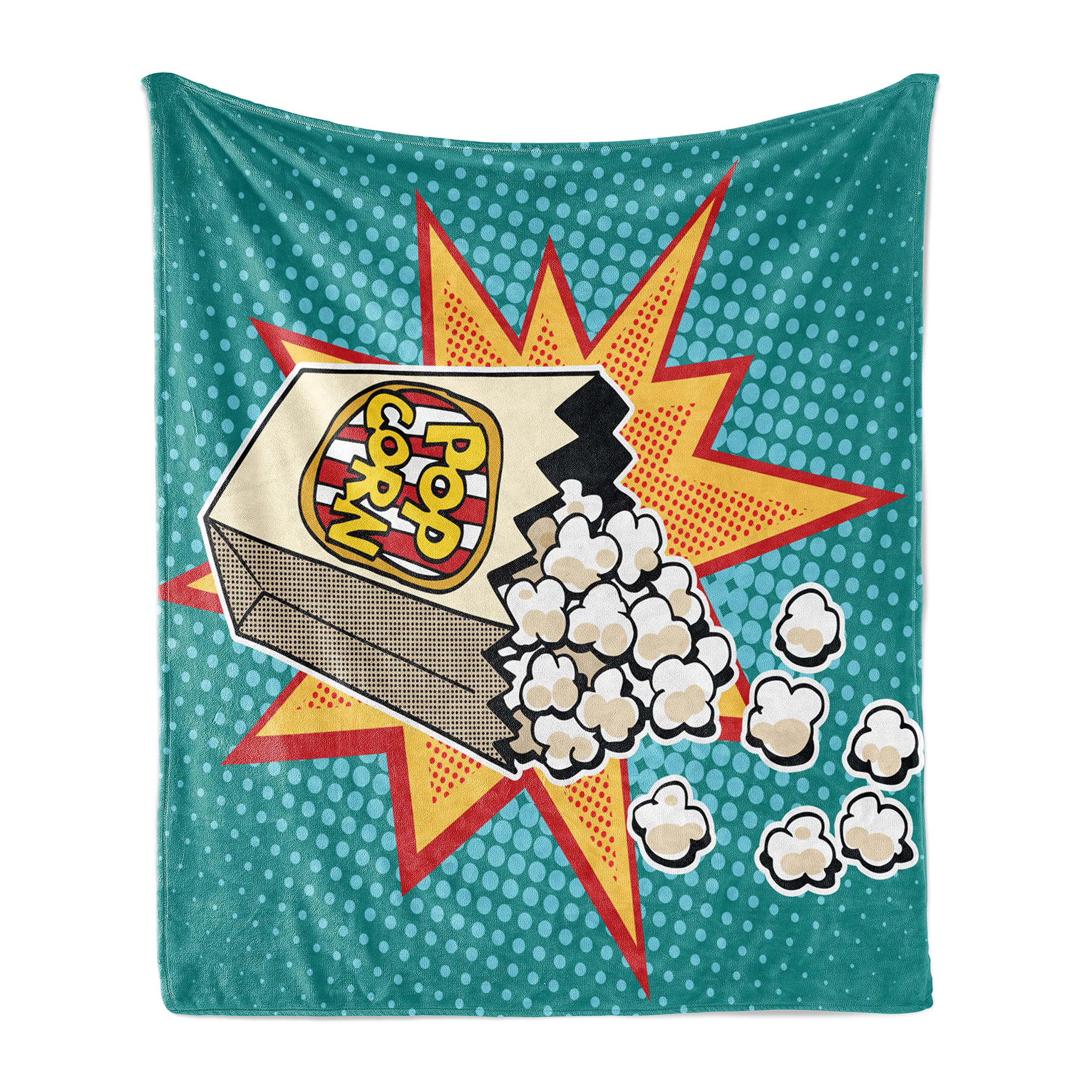 Ambesonne Retro Popcorn Movie Theater Throw Blanket - Soft Flannel Fleece Blanket for Couch, Bed & Home Decor - 50