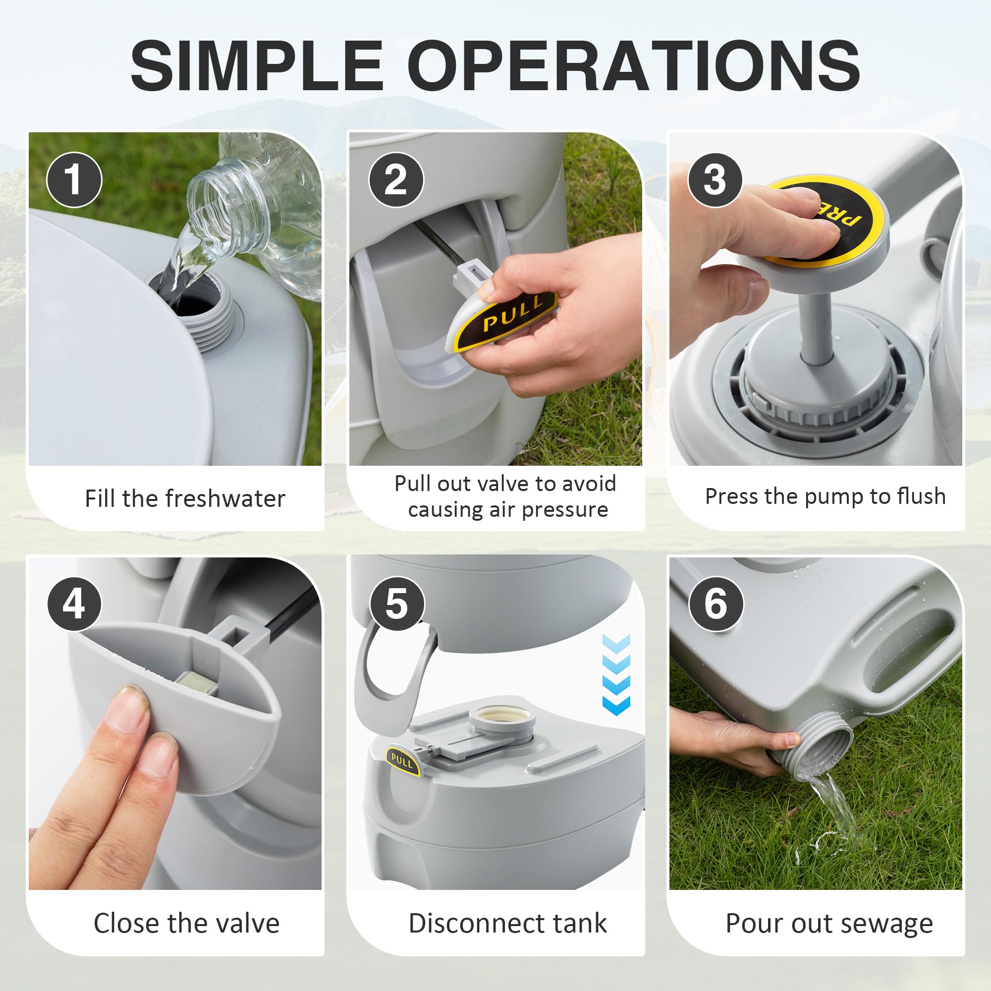 JAXPETY 5.3 Gallon Portable Camping Toilet with Detachable Holding Tank & Sealing Slide Valve - Compact Cassette Toilet for RV, Camping, Boating, Truck Travel & Home Medical Use | Ideal for Outdoor Adventures & Emergency Situations