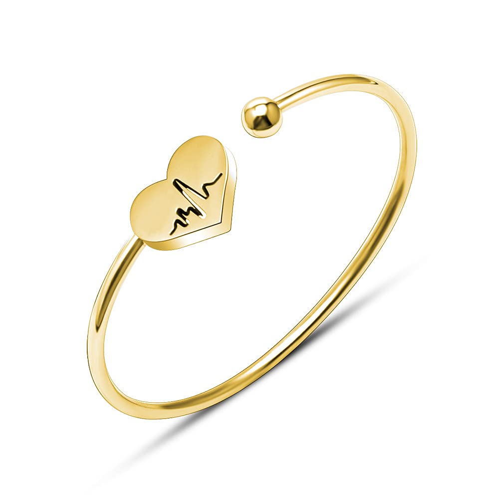 XMLISTER Classic Love Gold Cuff Bracelets for Women - 18K Gold Plated Stainless Steel Bangle - Elegant Modern Design Jewelry for Date Night, Wedding, Anniversary & Special Occasions