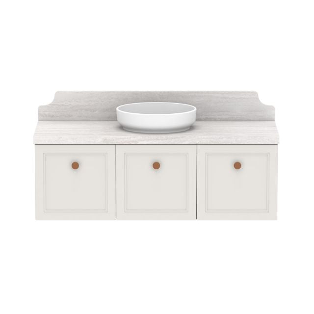 ADP Mabel Wall Mounted Vanity with Cherry Pie Premium Solid Surface Countertop - Modern Bathroom Sink for Small Spaces & Powder Rooms