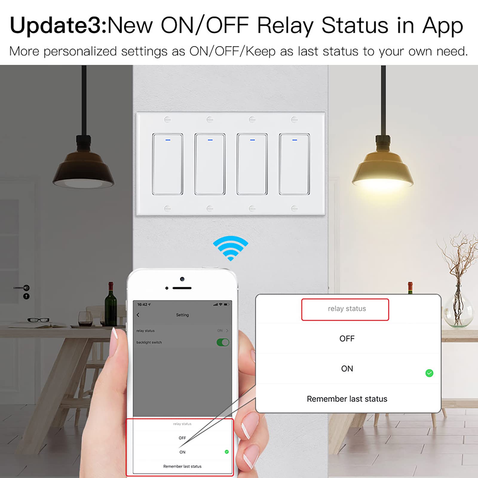 MOES WiFi Smart Light Switch 4 Pack - Single Pole/Multi-Control, Neutral Wire Required, 2.4GHz Wi-Fi, Works with Alexa & Google Home via Smart Life/Tuya App (No Hub Needed) - Perfect for Home Automation & Smart Lighting Control in Living Rooms, Bedrooms & Kitchens