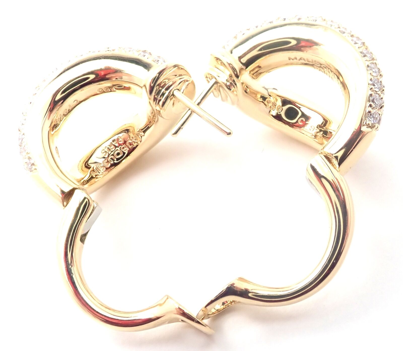 Authentic Mauboussin Paris 18K Yellow Gold Diamond Double Hoop Earrings for Women - Luxury French Jewelry for Parties, Weddings & Special Occasions