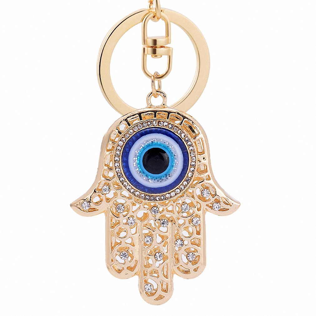 Evil Eye Hamsa Hand Keychain - Lucky Amulet Pendant for Bags, Key Rings & Key Holders - Perfect for Protection, Gifts & Daily Use