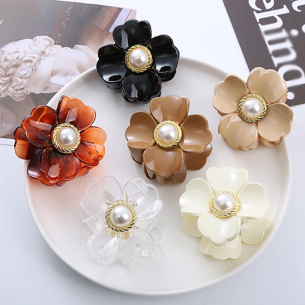 5 Pack Medium Hair Claw Clips (2.4 Inch) - Small Hair Clips for Ponytails, Cute Floral Design Hair Accessories for Women & Girls - Perfect for School, Work, Parties and Everyday Styling