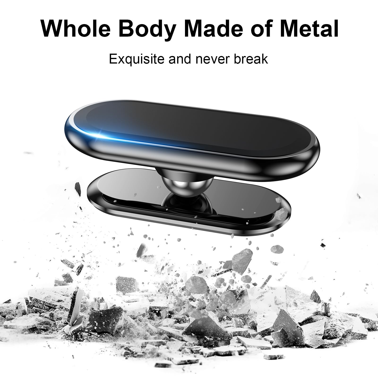 2-Pack Super Strong Magnetic Phone Holder for Car with 4 Metal Plates - 360° Rotation Universal Dash Mount for iPhone & Smartphones - Perfect for Hands-Free Navigation & Safe Driving