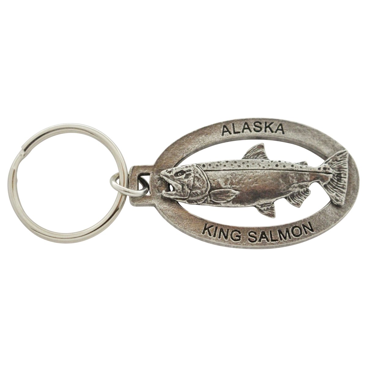 Handmade Alaska King Salmon Keychain - Pewter Metal Chinook Souvenir, 2