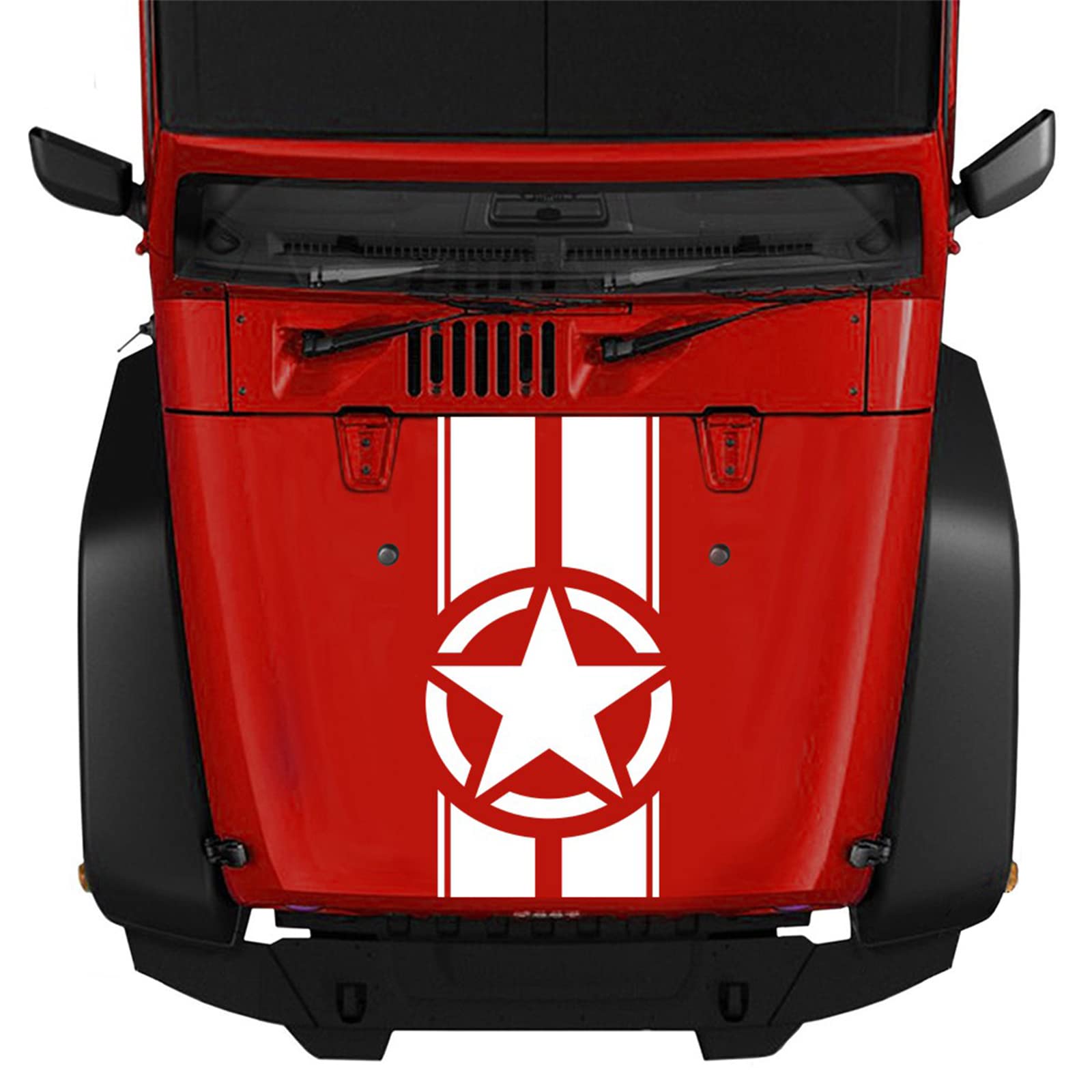 US Army Star Car Hood Stickers - Military Vinyl Decals for Trucks, Pickups, Vans & Off-Road Vehicles - Patriotic Star & Stripes Graphics for Hood & Body Side (White) - Perfect for Military Enthusiasts, Veterans & Patriotic Car Decor