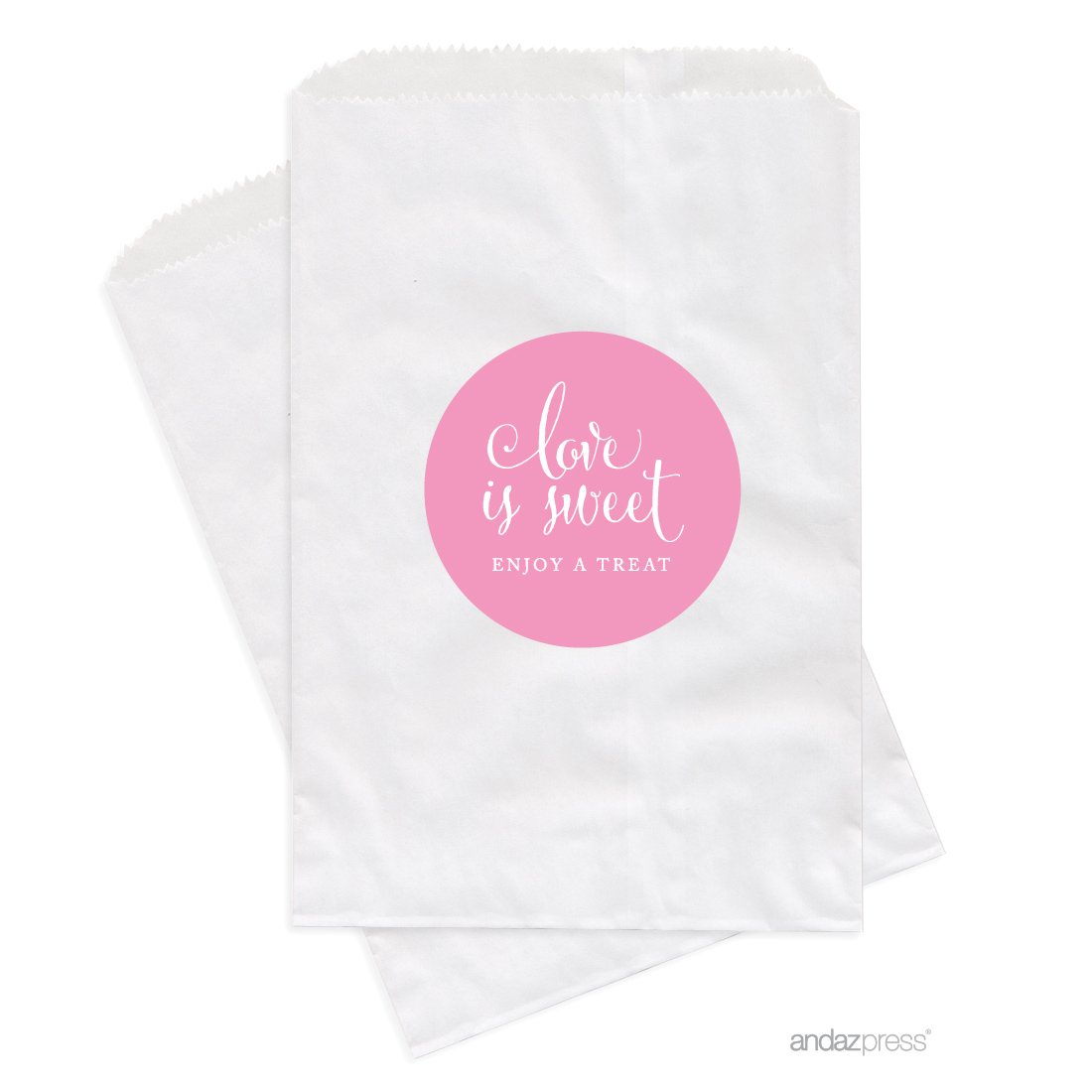 Andaz Press Pink Dessert Table Party Favor Bags - 24-Pack Sweet Treat Bags for Wedding, Engagement & Bridal Shower Candy Buffet | Perfect for Baby Showers, Birthday Parties & Special Events