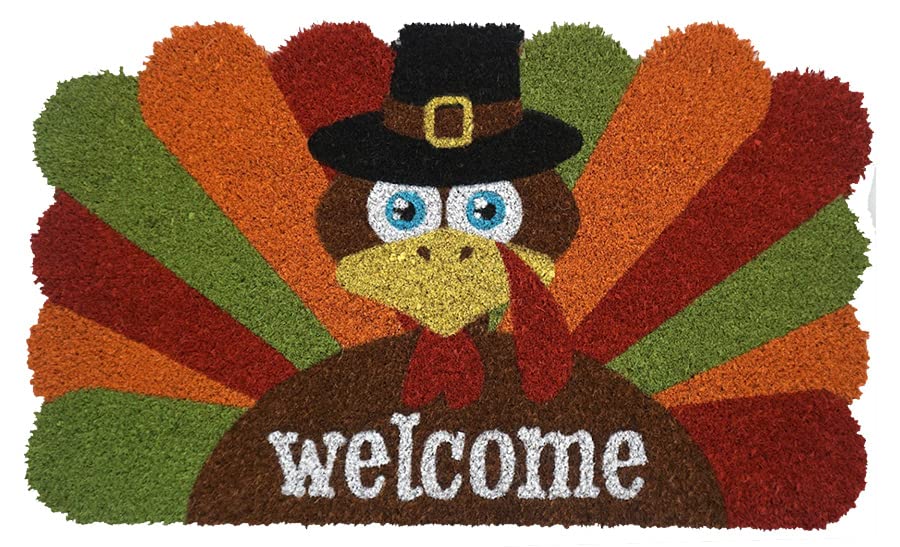 Thanksgiving Turkey Coir Doormat - Non-Slip Welcome Mat for Fall & Holiday Decor - Perfect for Front Door, Porch, or Entryway