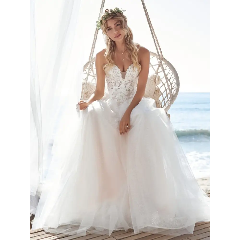 Ivory over Misty Mauve (gown with Nude Illusion)