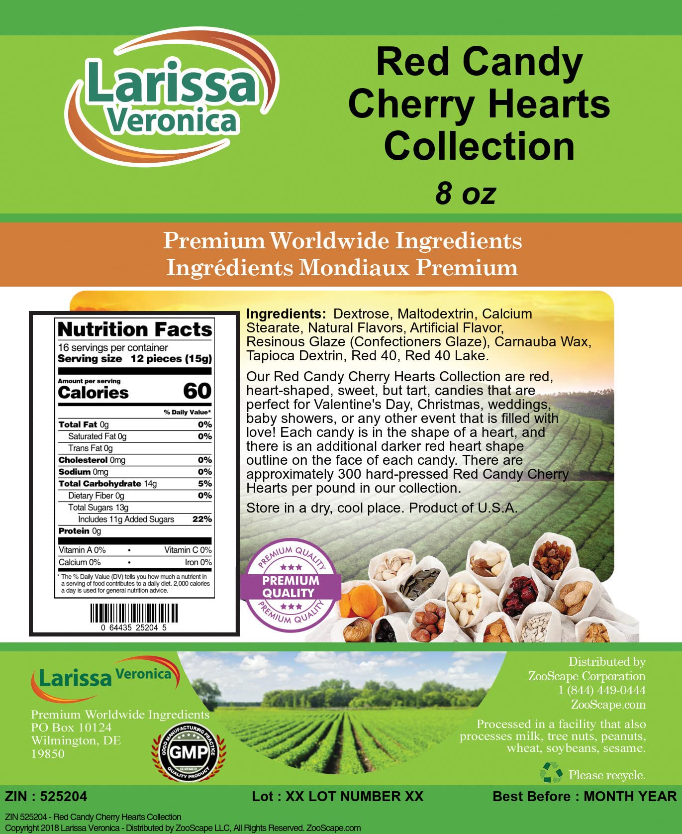 Red Candy Cherry Hearts Collection (8 oz, 2 Pack) - Sweet Cherry Flavored Hard Candies for Valentine's Day, Weddings & Party Favors