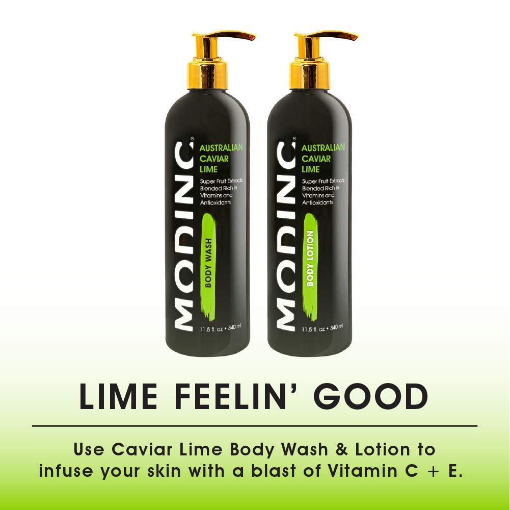 Premium Australian Caviar Lime Body Wash - Vitamin & Antioxidant Rich Superfruit Extracts, Vegan & Cruelty Free with Pump (11.5 oz) for Spa-Like Luxury at Home