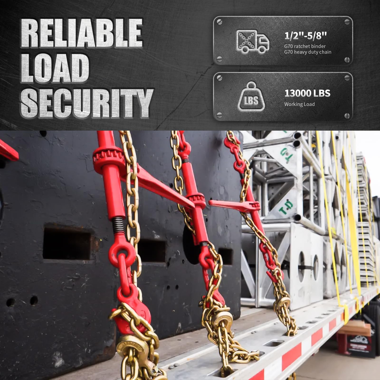 2 Pack 13000LBS Heavy Duty Ratchet Chain Binders - 1/2