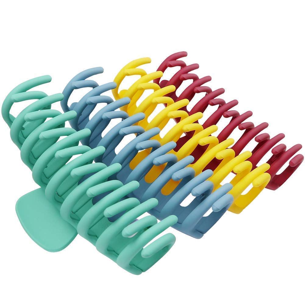 ASG Big Hair Claw Clips for Women - 4.33 Inch Large Hair Clips for Thin, Thick & Curly Hair - Strong Hold 90s Matte Nonslip Hair Clips (2 Pack, Random Colors) - Perfect for Updos, Ponytails & Everyday Hairstyles
