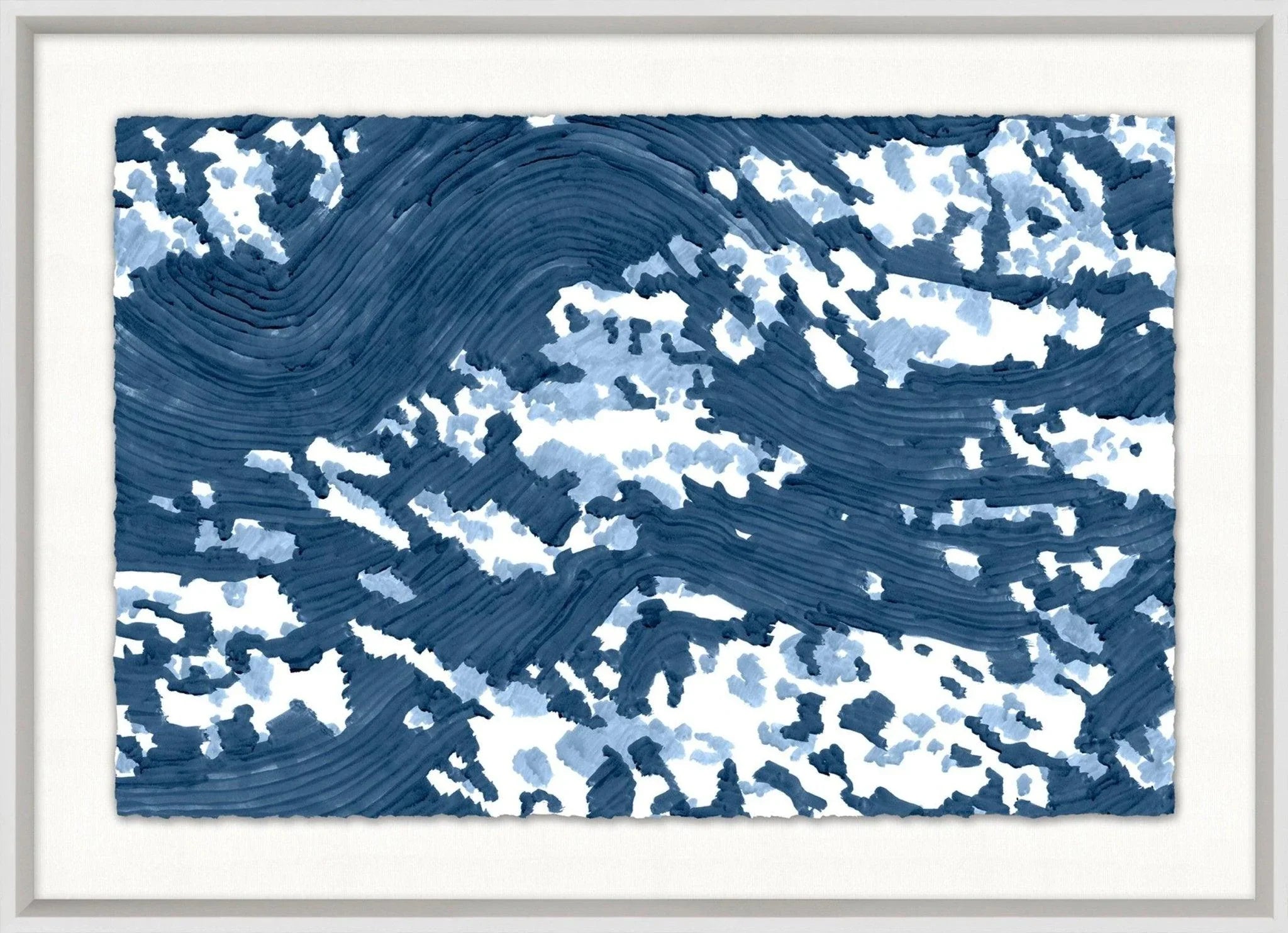 Dappled Waves Blue Framed Wall Art - Modern Ocean Themed Home Decor for Living Room, Bedroom & Office