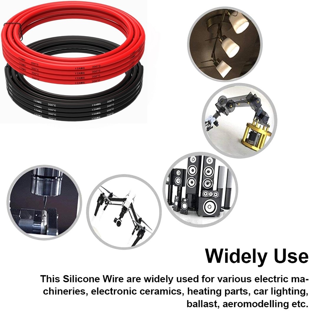 12 AWG Silicone Wire - 15 ft Black & 15 ft Red Tinned Copper Electrical Wire | Flexible Stranded 12 Gauge Wire for RC Cars, Drones, Robotics & DIY Electronics Projects