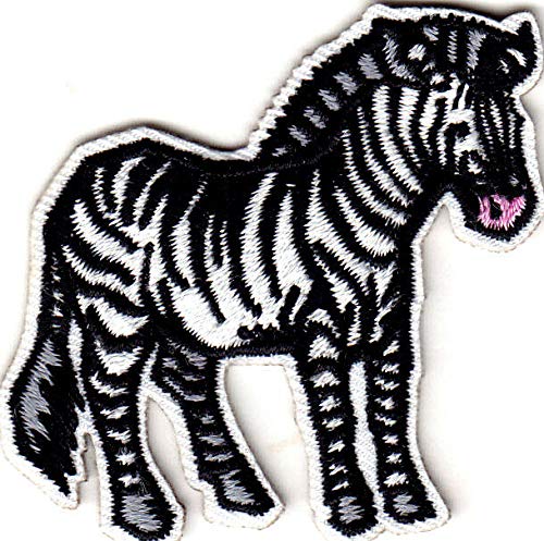 ZEBRA BABY - Jungle Zoo Animal Iron On Embroidered Patch for Kids Clothing, Backpacks & DIY Crafts - Wild Animals Design for Sewing, Scrapbooking & Costume Accessories