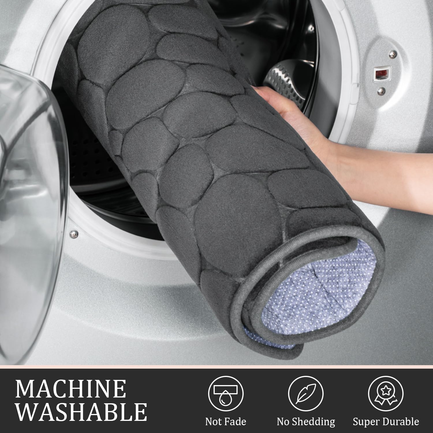 YIHOUSE 3-Piece Memory Foam Bathroom Rugs Set - Non-Slip, Washable for Tub & Floor