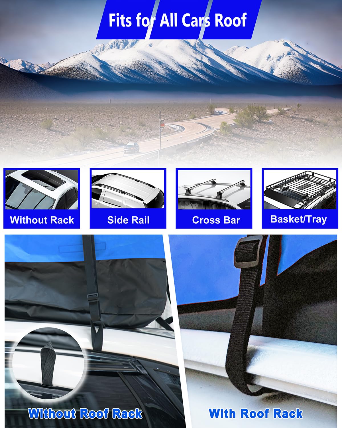 15 Cubic Feet Car Roof Cargo Carrier - Waterproof Roof Top Luggage Bag with Anti-Slip Mat, Reinforced Straps & Lock - Perfect for Road Trips, Camping & Extra Storage
