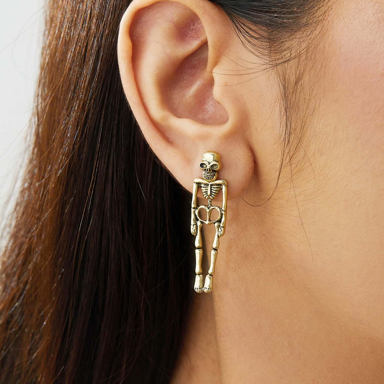 3 Ways Skull Skeleton Ear Jacket Earrings Stud | YM5089 - Gothic Punk Jewelry for Women, Men - Perfect for Halloween, Concerts & Alternative Fashion