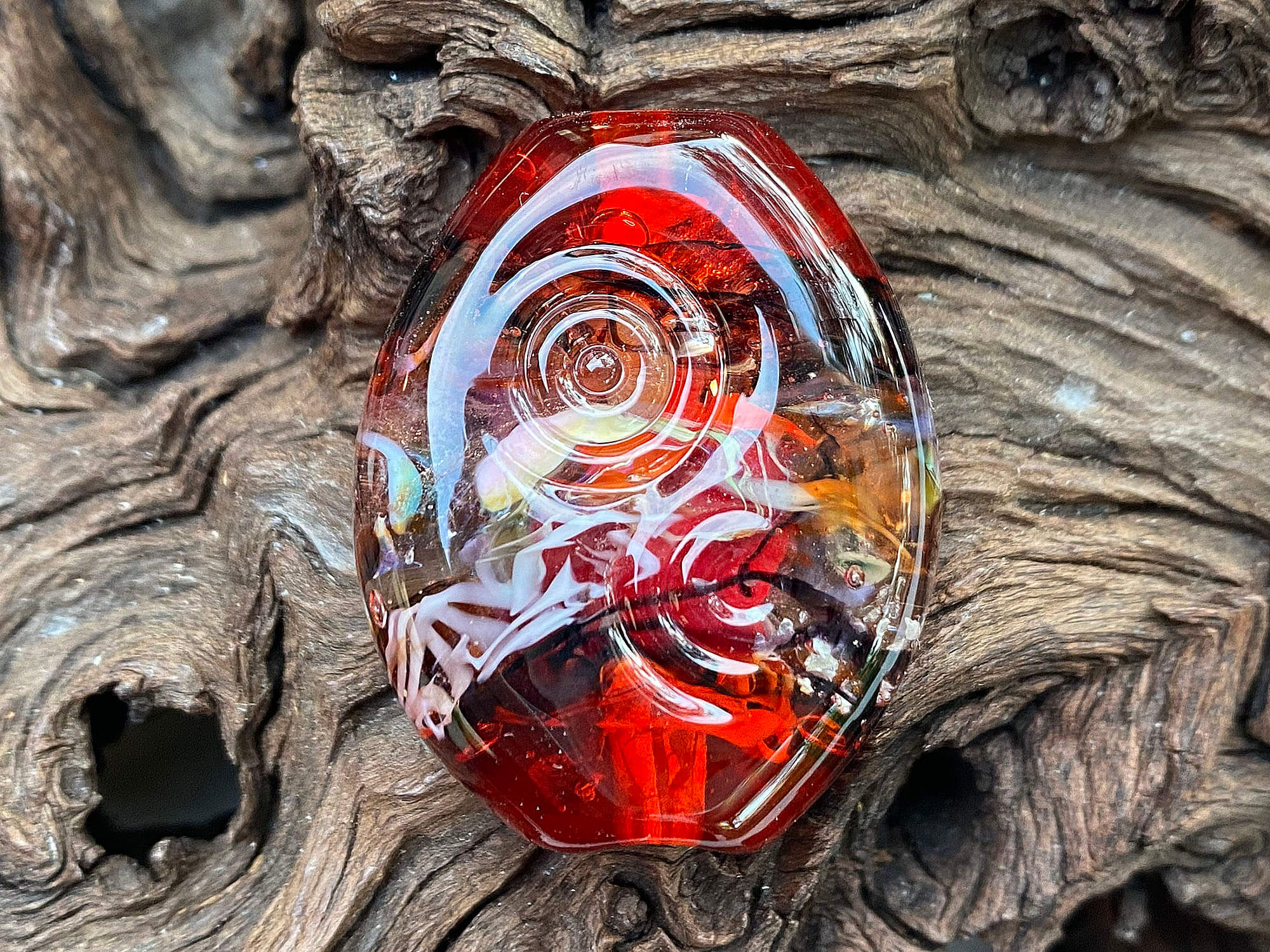 Handmade Serendipity Red Lampwork Glass Focal Bead - SRA Certified Artisan Jewelry Bead for Necklace Making, Bracelet Design & DIY Craft Projects
