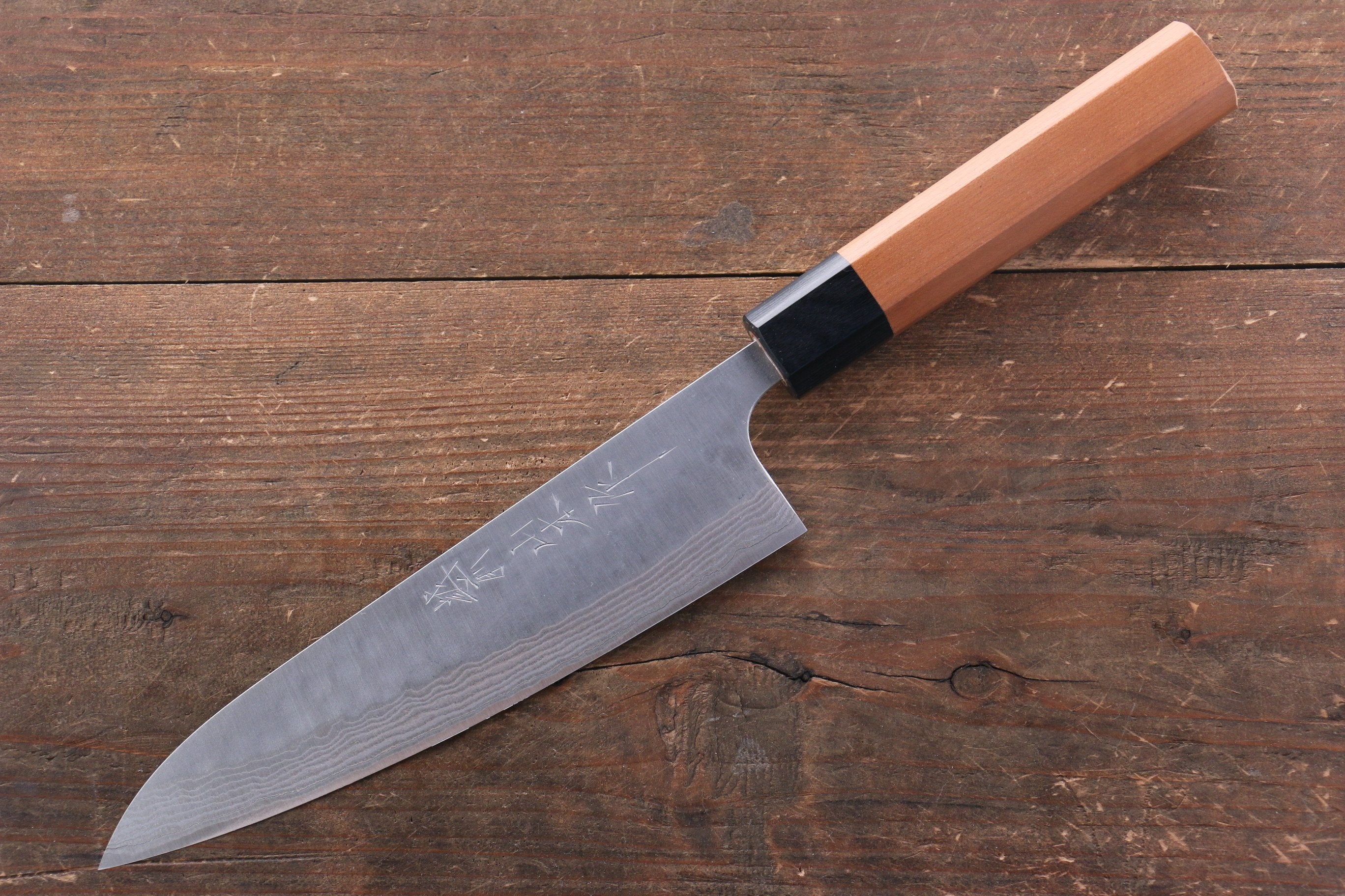 Nao Yamamoto SRS13 Black Damascus Gyuto 180mm Japanese Chef Knife with Cherry Blossom Handle - High Carbon Steel Blade for Professional Cooking, Sushi & Meat Cutting