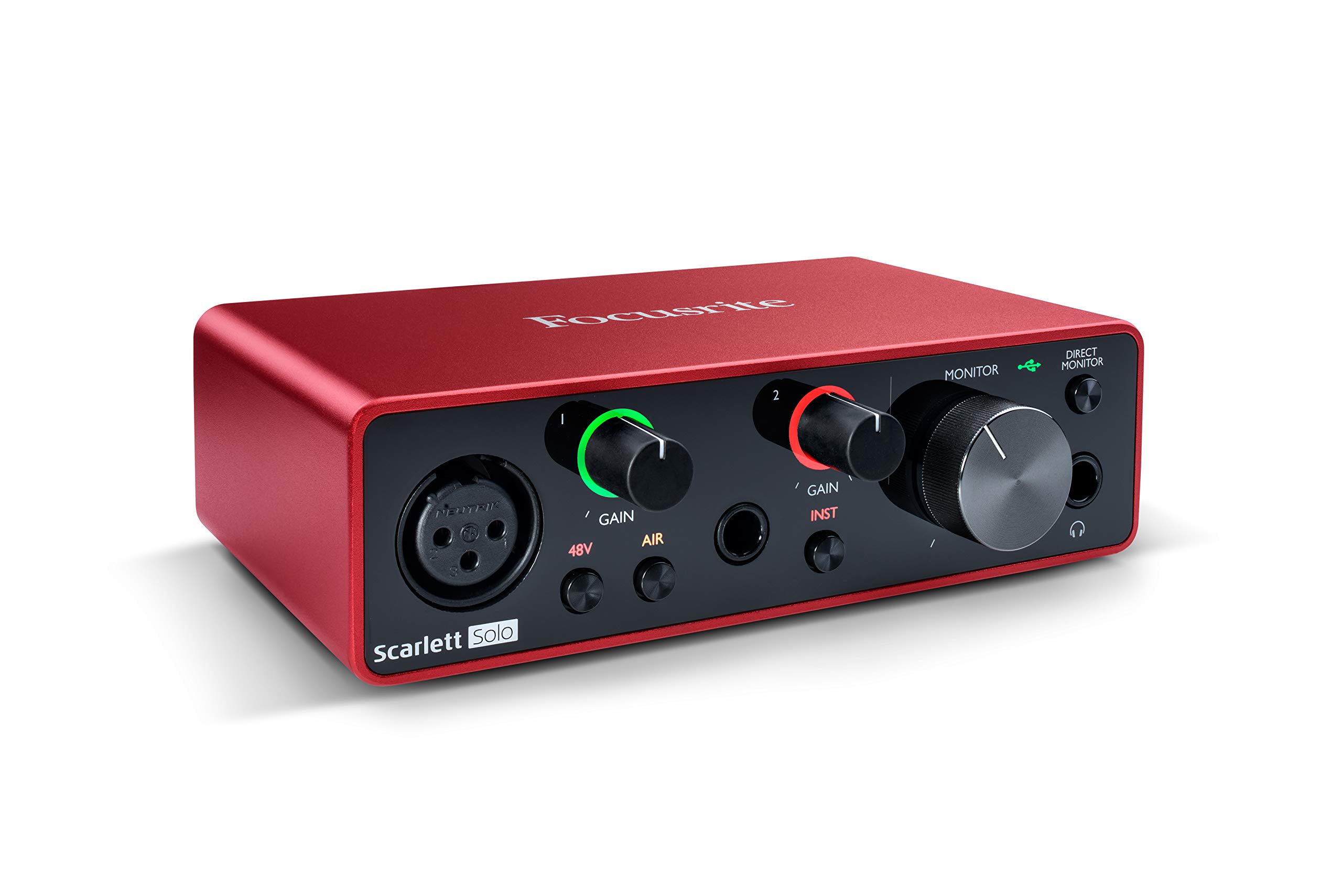 Focusrite Scarlett Solo (3rd Gen) USB Audio Interface with Pro Tools | First & Amazon Basics XLR Male to Female Microphone Cable - 10 Feet, Black - Professional Studio Recording & Podcasting Setup for Home & Streaming