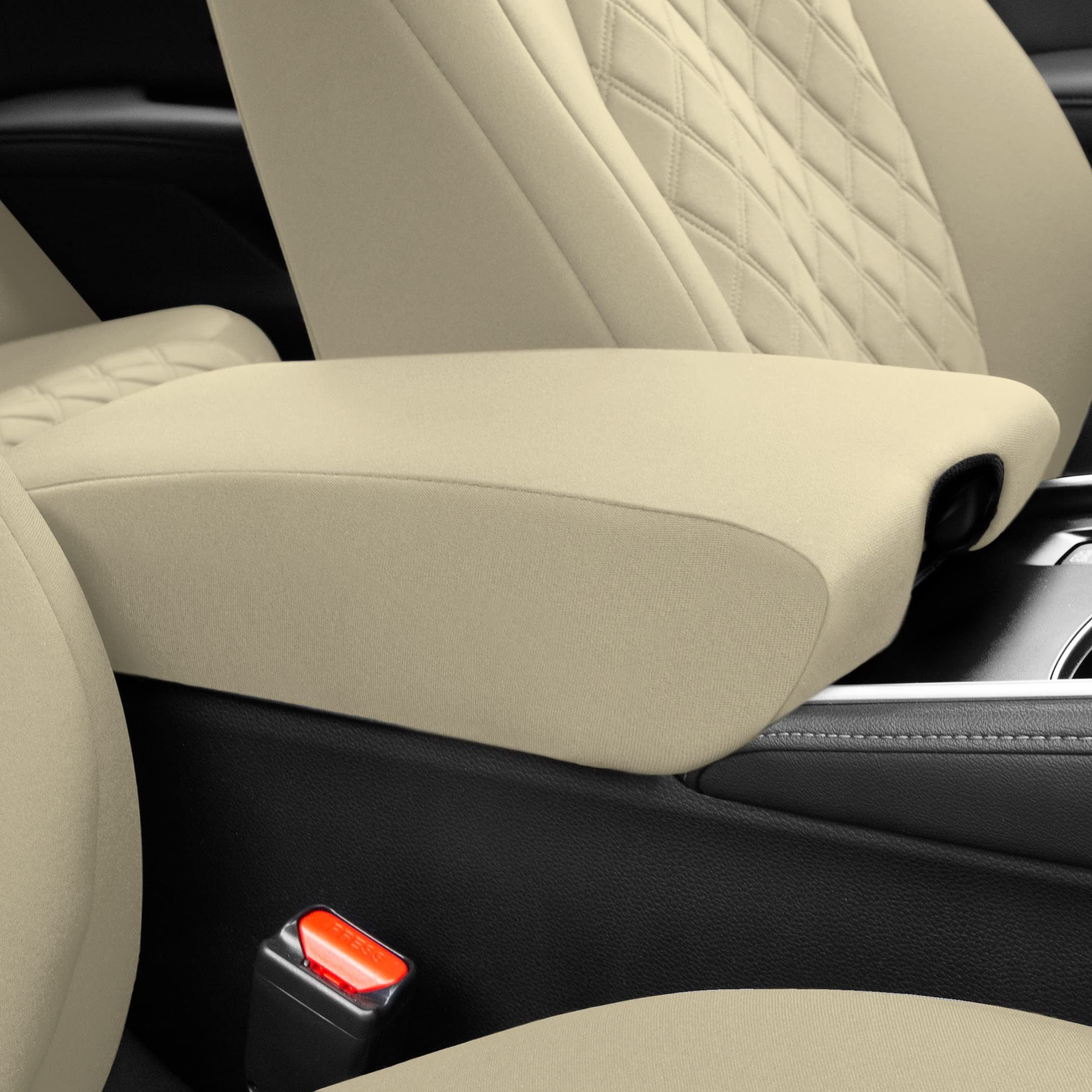 FH Group Custom Fit Neoprene Seat Covers for 2018-2022 Honda Accord (Touring/Sport/SE/EX/EX-L) - Full Set Waterproof Beige Car Seat Protectors | Durable Honda Accessories for Daily Commute & Road Trips