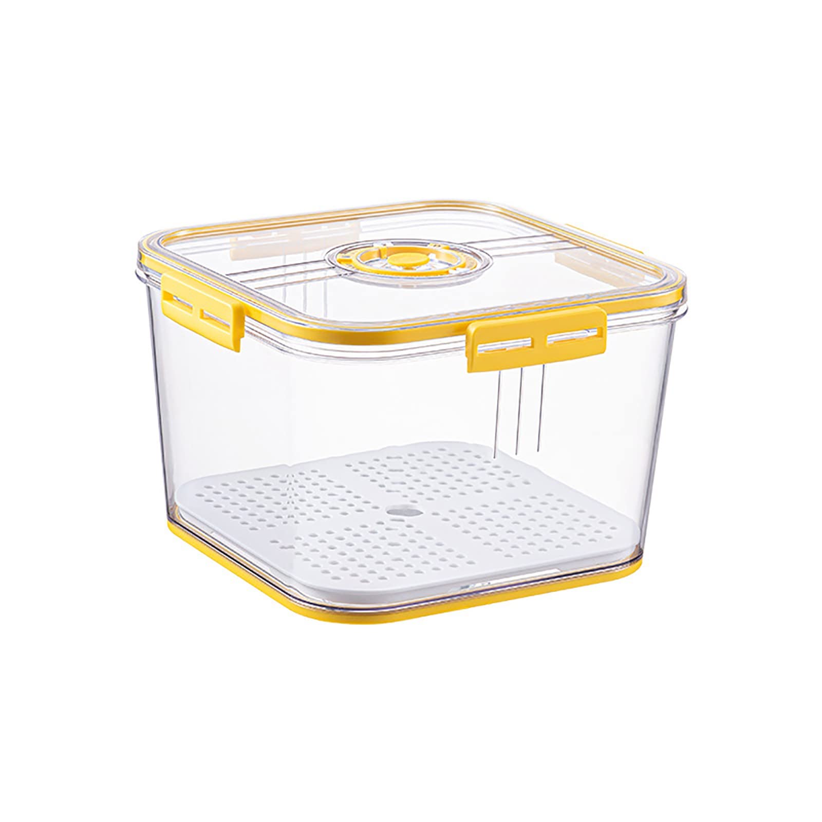 Fresh Produce Storage Containers with Time Tracker - Airtight Fridge Organizers for Vegetables & Fruits - Food Prep Containers (Yellow, One Size) - Perfect for Meal Prep & Kitchen Organization