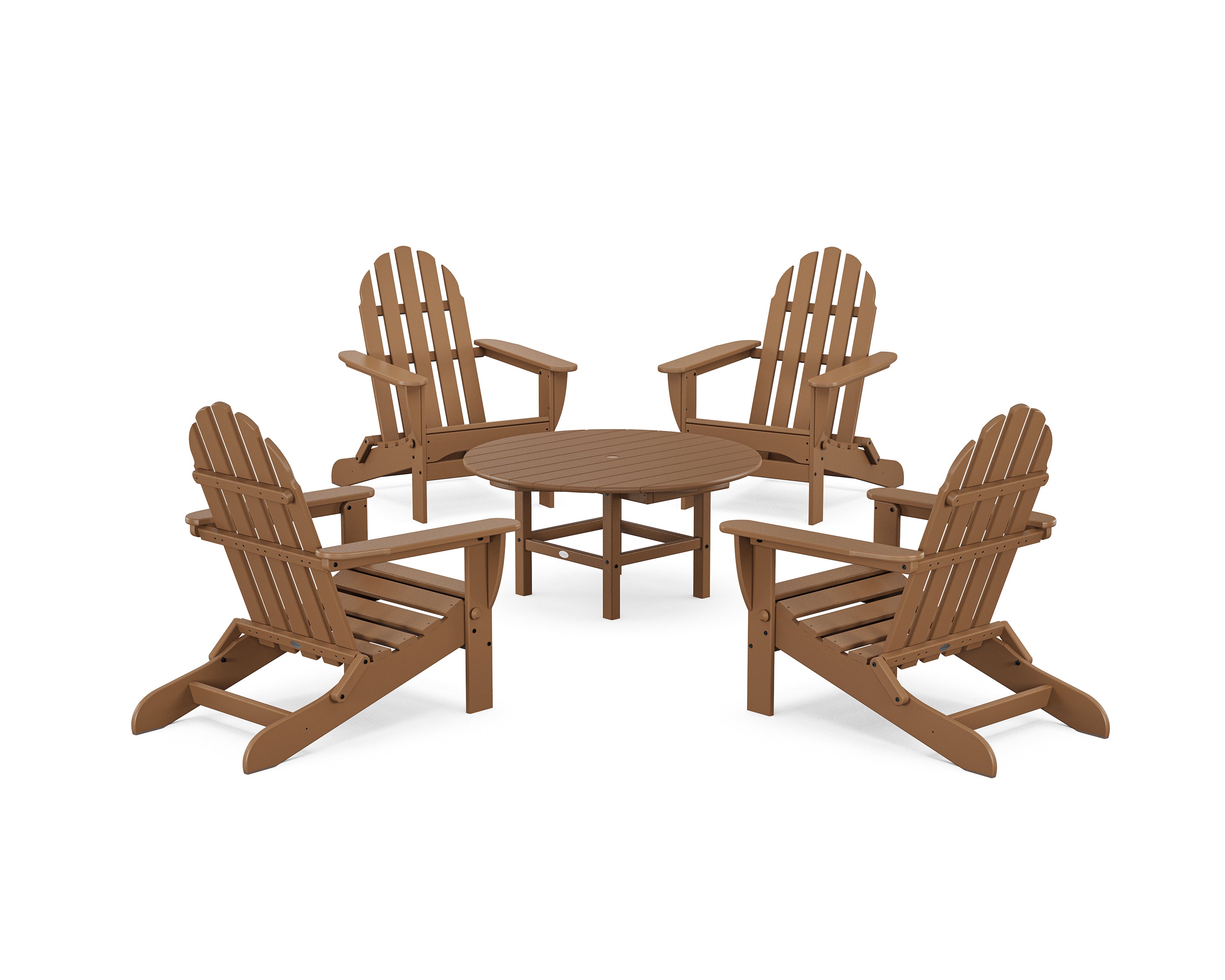 POLYWOOD Classic Folding Adirondack 5-Piece Outdoor Patio Conversation Set - Perfect for Backyard, Poolside, and Garden Relaxation