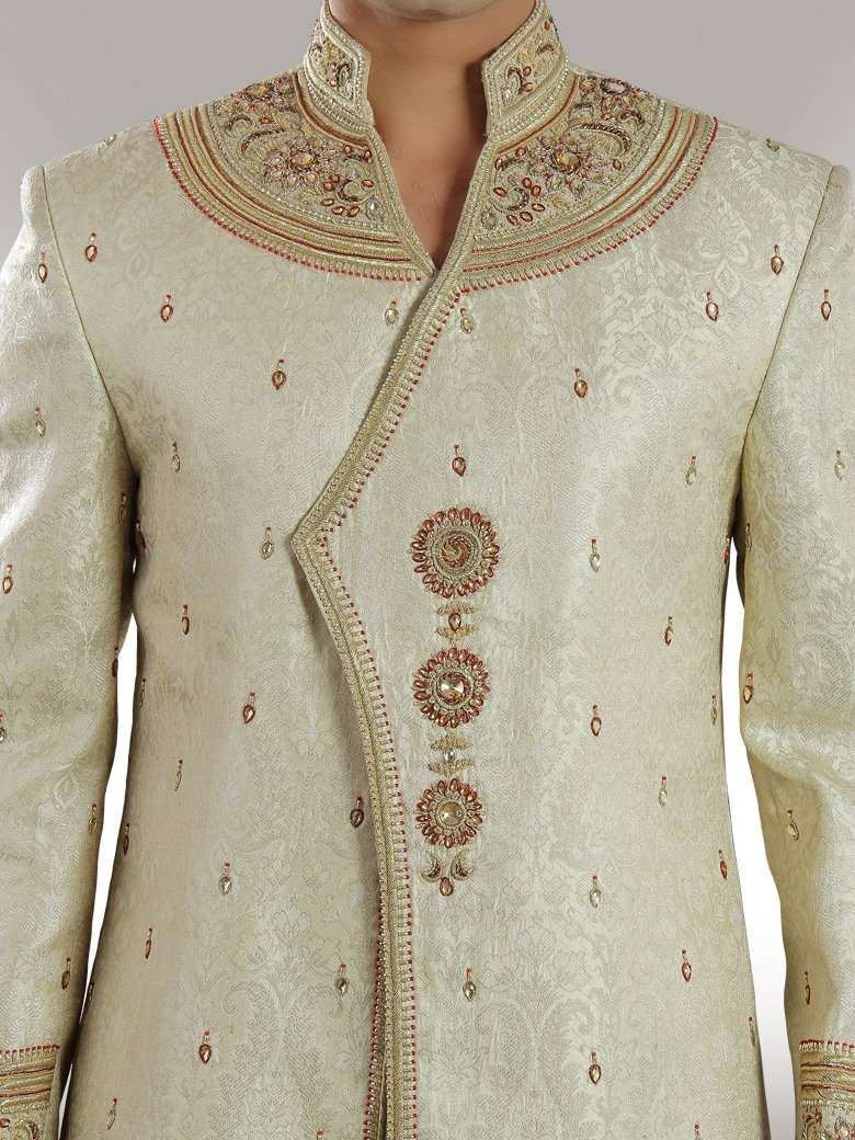 Elegant Designer Cream Sherwani for Men - Traditional Indian Wedding Attire & Special Occasion Outfit