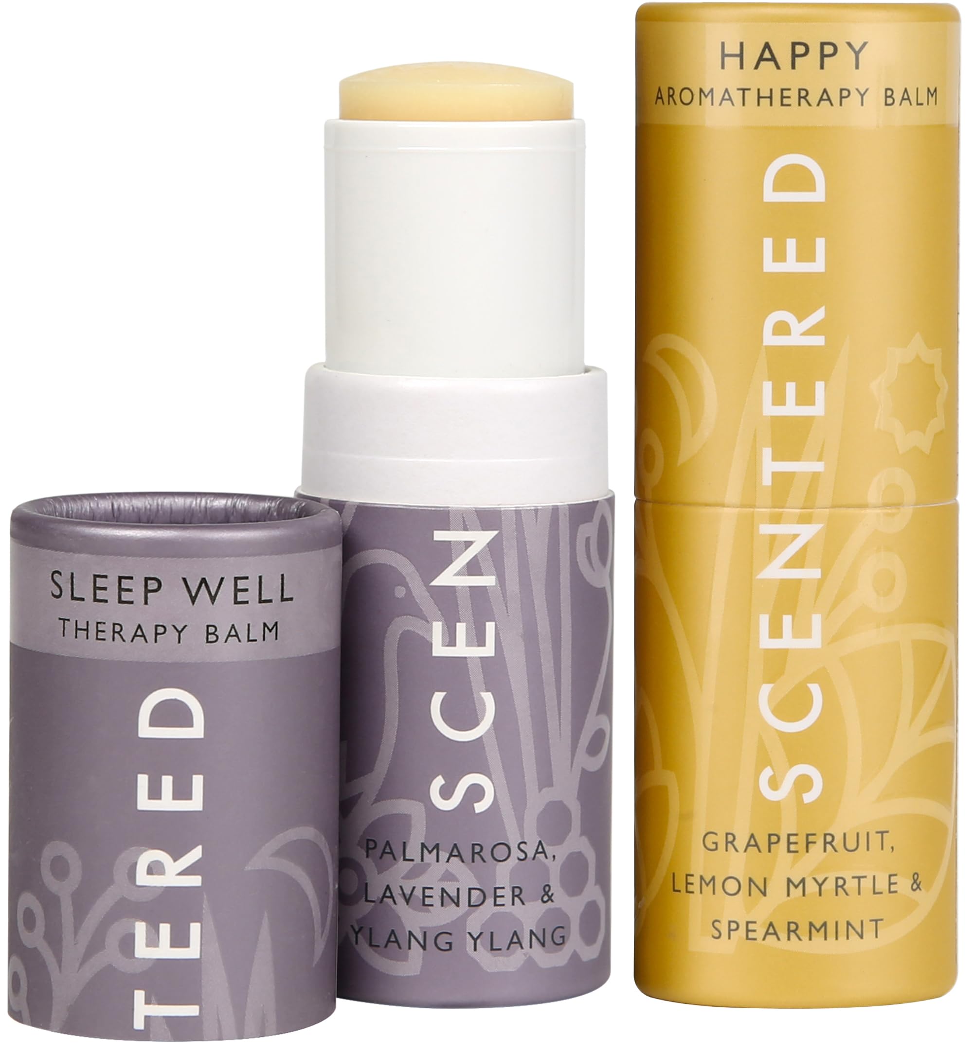 Scentered Aromatherapy Balm Stick Duo for Sleep Support & Mood Boost - Essential Oil Roll-On with Lemon Myrtle, Lavender & Ylang Ylang - Natural Stress Relief & Relaxation Gift for Women - Perfect for Bedtime, Travel & Self-Care