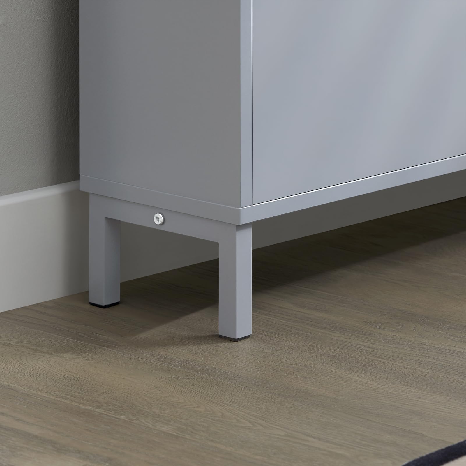 Haotian Narrow Shoe Cabinet for Entryway - Small Freestanding Shoe Rack with 2 Flip-Drawers, Hidden Shoe Storage Organizer, Grey (FSR151-HG) - Perfect for Apartments, Hallways & Small Spaces