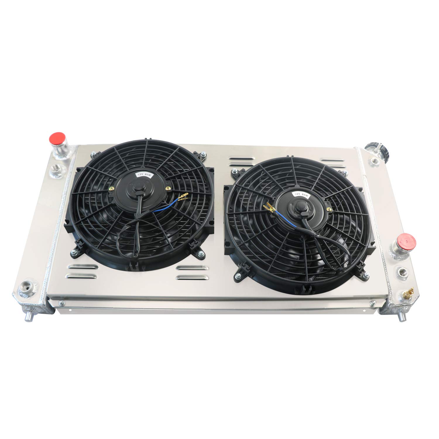 AlloyWorks 3-Row Full Aluminum Radiator with Shroud Fan & Relay Kit for 1996-2005 Chevy Blazer S10 Pickup Truck & GMC Jimmy Sonoma V8 V6 - Heavy Duty Cooling Upgrade for Off-Road & Towing