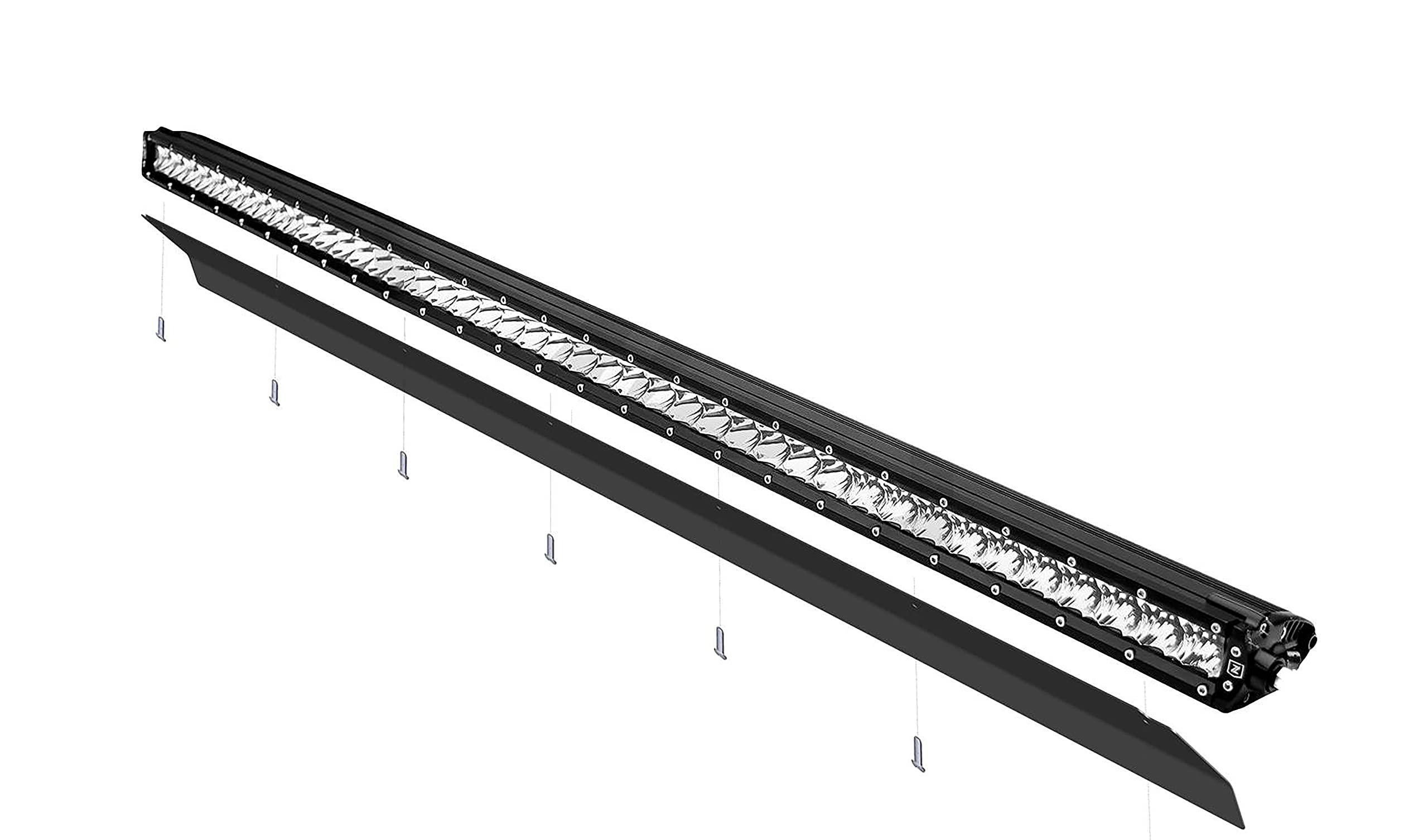 50 Inch Straight Single Row LED Light Bar Noise Cancelling Wind Diffuser - Black Aluminum Alloy for Off-Road Trucks, ATVs & UTVs - Reduces Wind Noise & Improves Light Performance