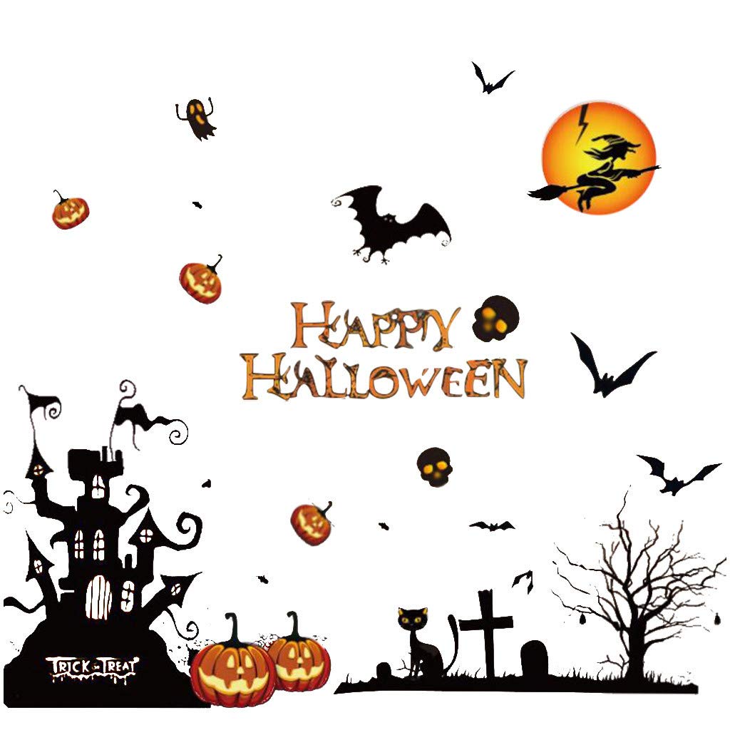 Spooky Halloween Decorations - Scary Party Glass Stickers & Scene Arrangement for Halloween Party, Haunted House, and Outdoor Decor