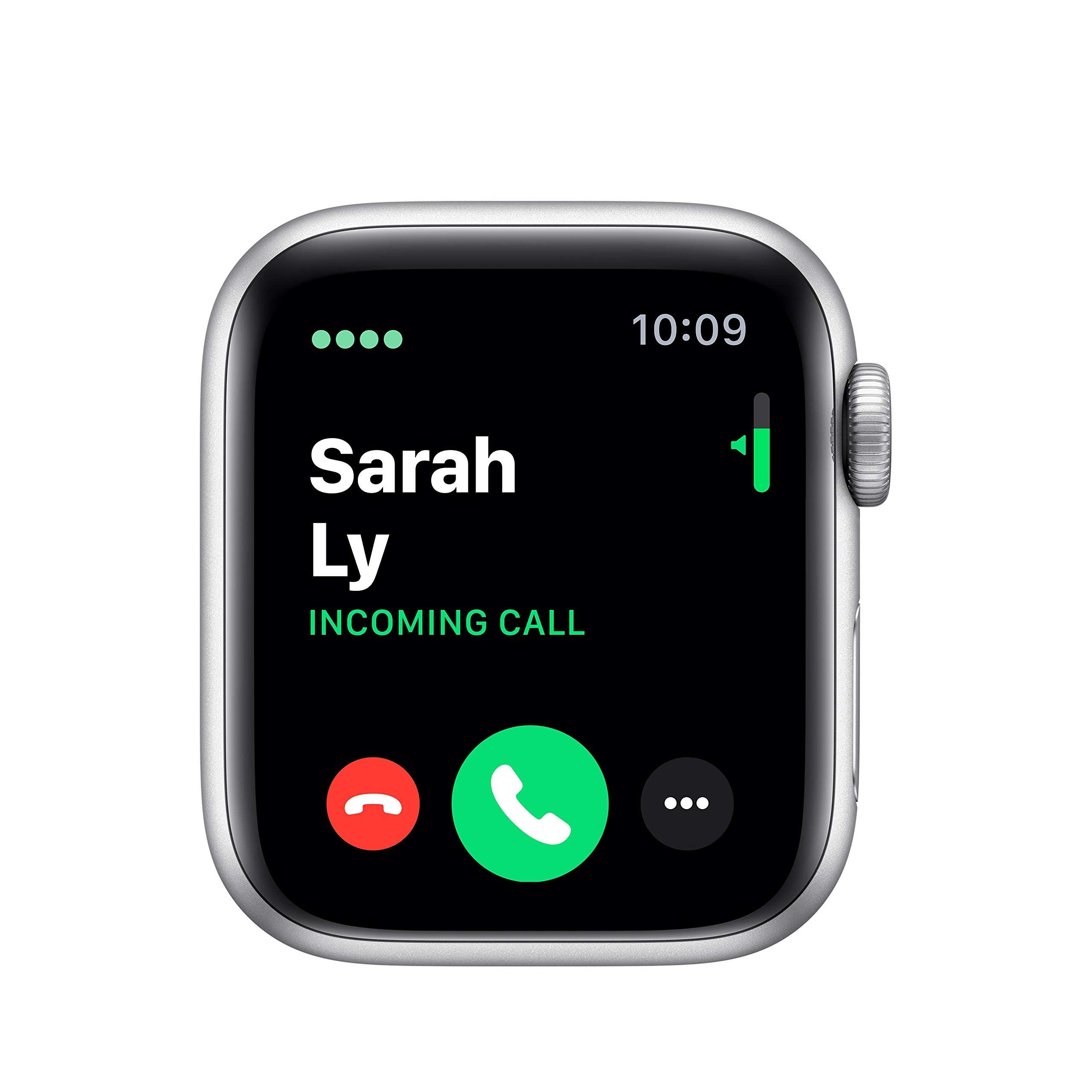 Refurbished Apple Watch Series 5 GPS + Cellular 40mm - Silver Aluminum Case with White Sport Band | Smart Fitness Tracker, Heart Rate Monitor & Water Resistant for Running, Swimming & Daily Use