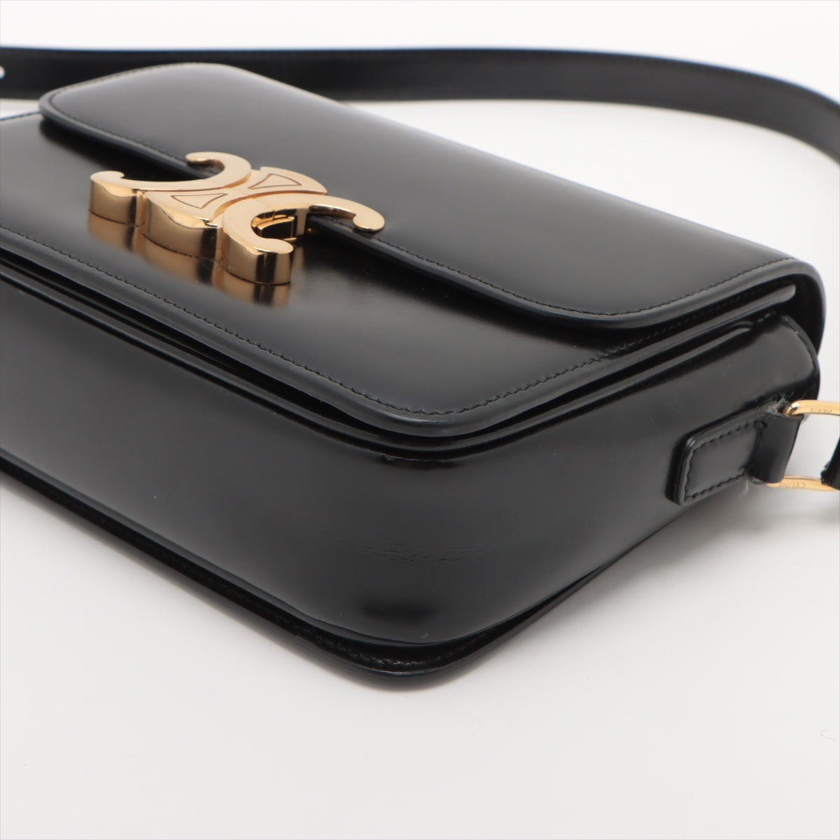 CELINE Teen Triomphe Leather Shoulder Bag Black | Luxury Crossbody Purse for Women | Perfect for Date Night, Office & Travel