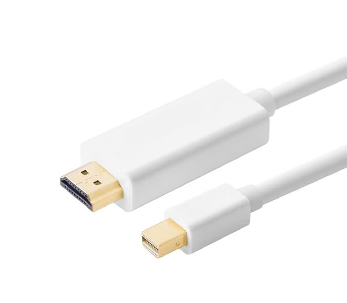 Premium Mini DisplayPort to HDMI Cable (Male to Male) - 32AWG High-Speed 4K 60Hz Gold-Plated Connectors - White - Perfect for MacBook, iMac, PC to HDTV/Monitor Projector Connection