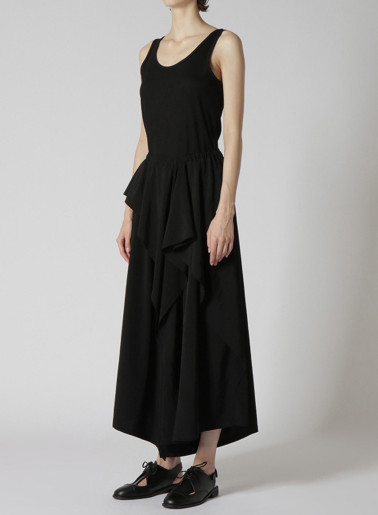 Elegant Crepe de Chine Ruffle Pants for Women - Flowy High Waist Wide Leg Trousers for Casual & Office Wear