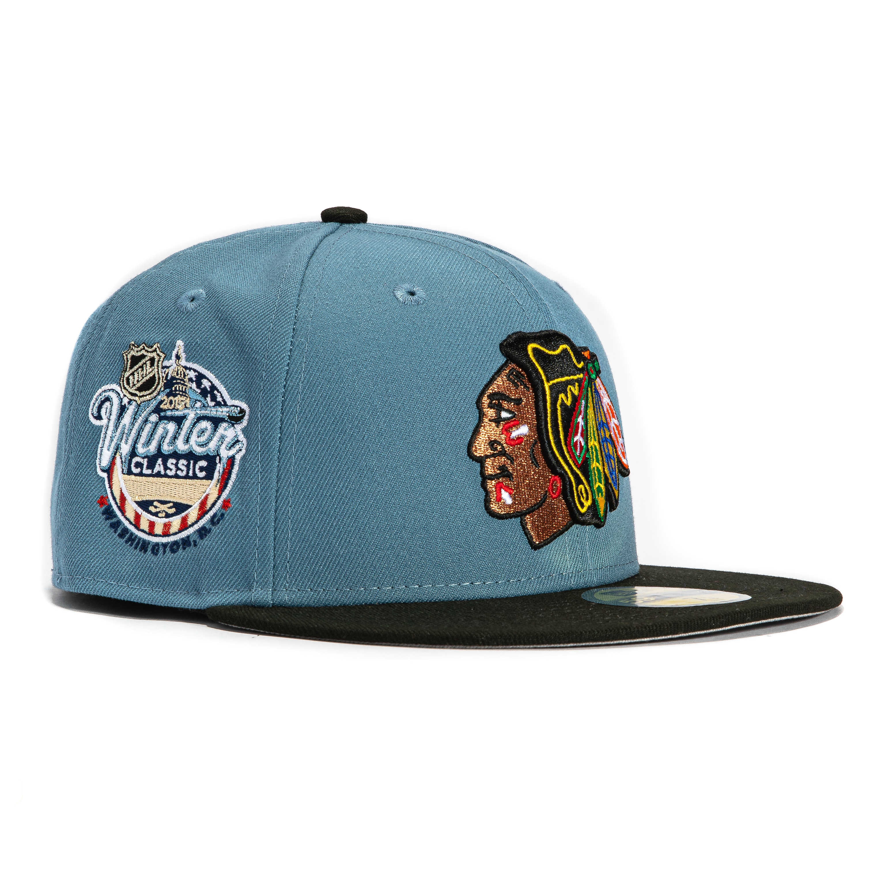 New Era 59Fifty Chicago Blackhawks 2015 Winter Classic Patch Snapback Hat - Indigo & Black - Official NHL Licensed Cap for Hockey Fans & Sports Enthusiasts - Perfect for Games, Collecting & Streetwear Fashion